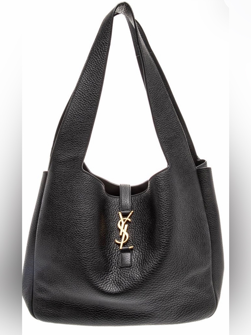 Saint Laurent Black Pebbled Leather Shoulder Hobo Bag YSL
